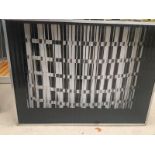 M Wieland optical art in monochrome "moving pattern no 1" signed to verso 1976. 77 x 16 x 58cm