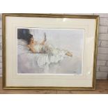 Ersturgeon signed print of woman on bed with hand mirror 51 x 36cm