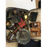 Suitcase of oods, barometer, EPNS, Sporran etc