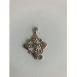 Edwadian 9ct blue stone set pendant