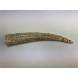 19th Century Walrus Tusk Inuit Crib Board