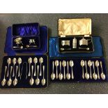 Quantity of cased hallmarked silver spoons sets