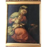 17/18th century oil on board of Corregio mother and child