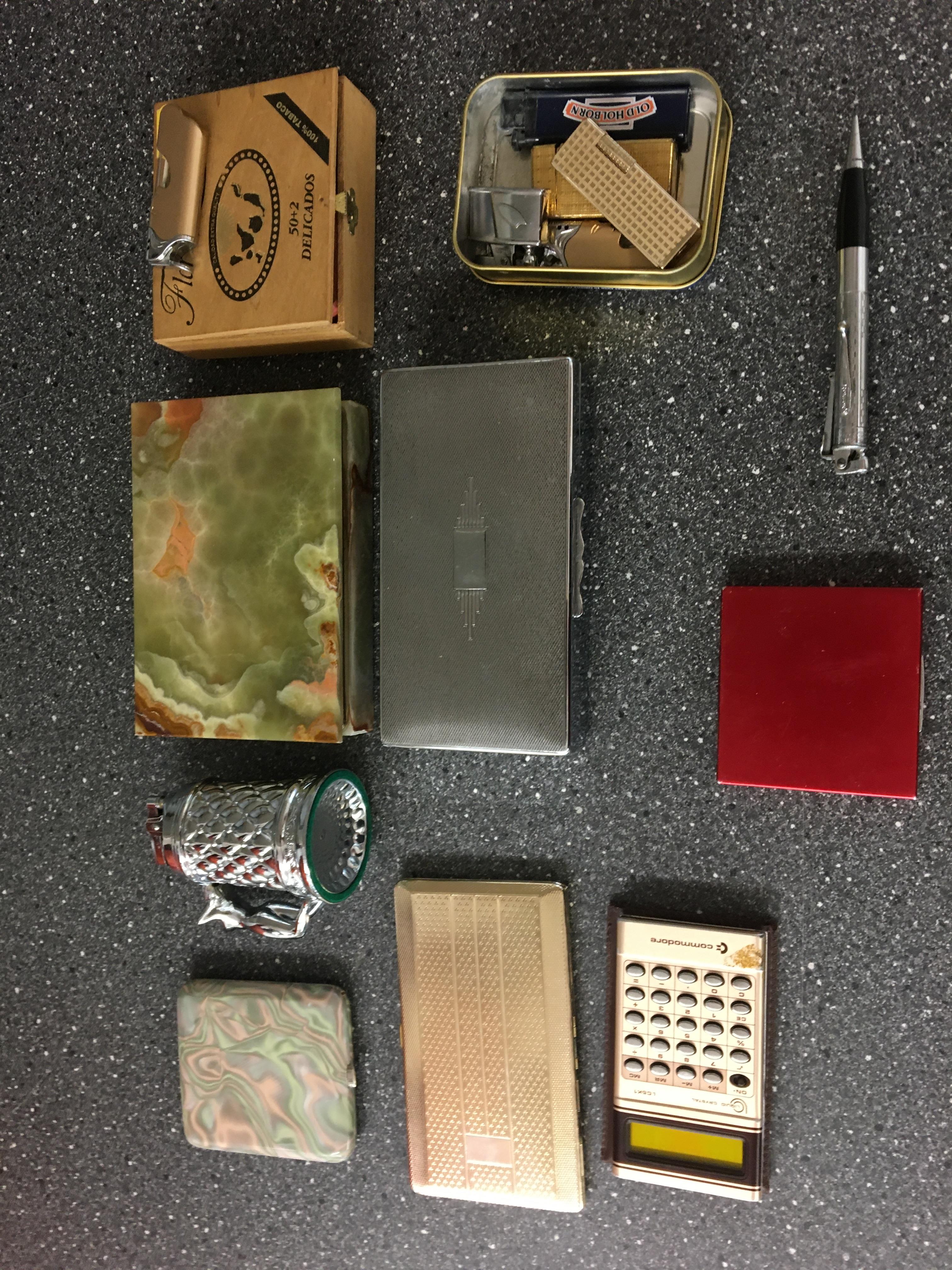 Quantity of smoking ephemera, cases, lighter to include pen lighter