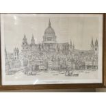 Large limited edition Roger Withington signed print of St Pauls as featured on £50 note 604/850