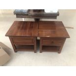 Pair of hardwood side tables with drawers