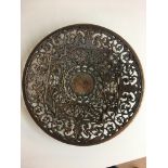 Gun metal filigree dish marked Coalbrookdale C1851 11" width