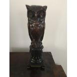 Wooden carved owl from Glasgow old college