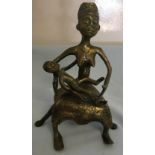 19th Century African Bronze of Seated Mother and Child.