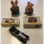 Franklin mint precision model of Rolls Royce and Corgi cars and Natwest Pigs.