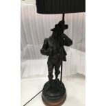 Large Spelter cavalier lamp.