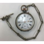 .935 silver pocket watch with white metal Albert.