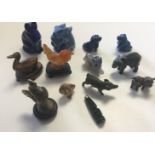 Hard stone miniature carved animals, Lapis Lazuli etc.