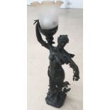 Felix Charpentier (French 1858-1924) bronze lamp stand with foundry mark.