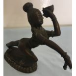 Indo-Persian Bronze of outstretched woman Dancer.