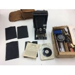 Thornton Pickard plate camera and 1970`s camera flash kit.