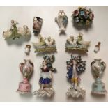 Vintage ceramic figures after Sevres, Meissen and Derby.