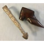 Georgian HM Silver sugar snips and Victorian Shoe snuff box.