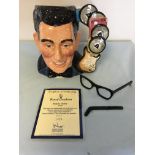 Royal Doulton Buddy Holly Character jug with COA glasses A/F.