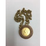 1895 Sovereign and 9ct pendant on gold plated silver chain.