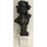 Bronzed Art Nouveau bust of a woman