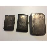 3 Continental Silver Cigarette Cases. one to include initial beneath royal crown cipher.