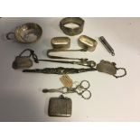 HM silver to inc snips, decanter labels etc.