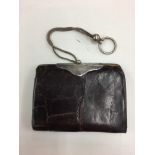 Silver clasped vintage Crocodile purse.