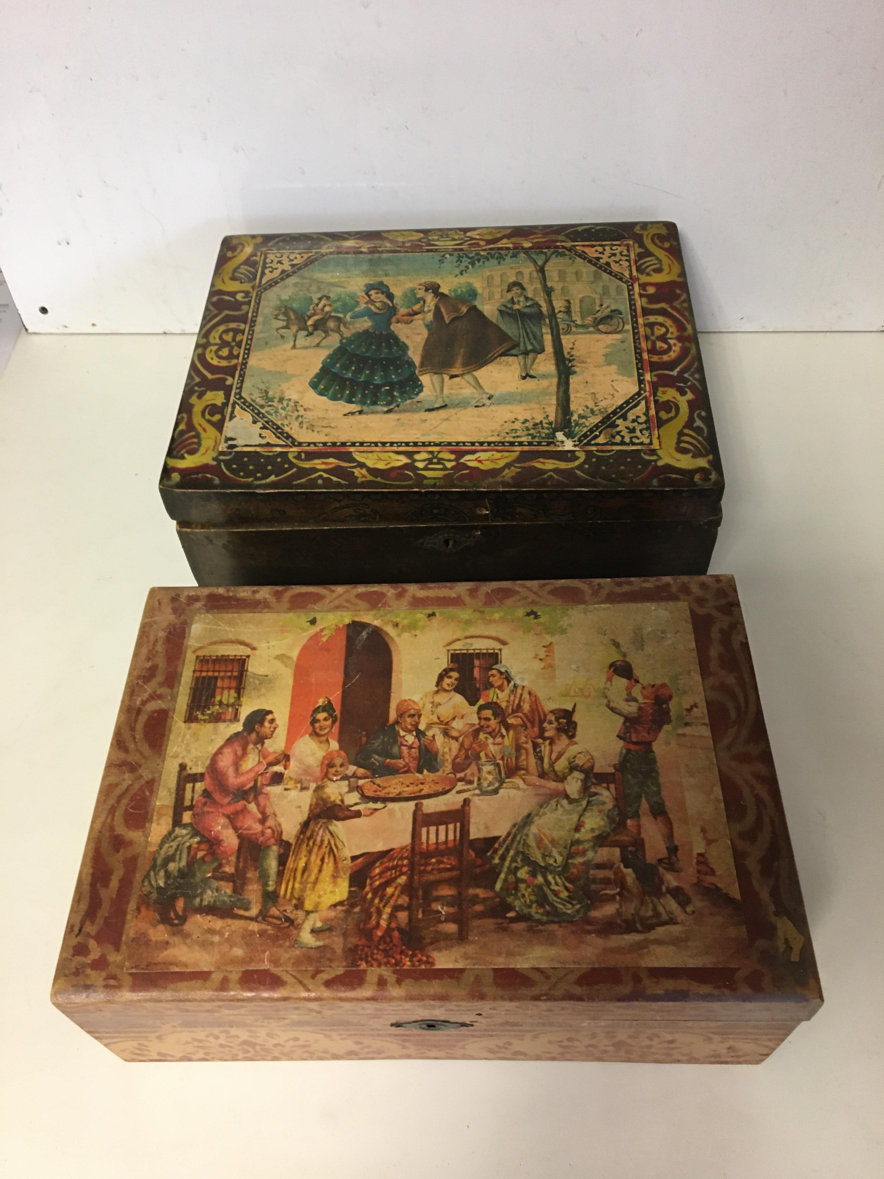 Two early 20th century wooden Spanish boxes