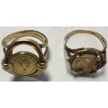 Two 9ct Peso coin rings.