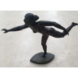 Gotthilf Jaeger (German 1871-1933) Art Deco Bronze of a woman with outstretched arms. Ca 1920.