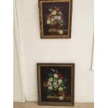 Two Still life floral paintings, oil on canvas signed Correa.