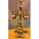 19th Century Ceramic five sconce Candelabra in Meissen style