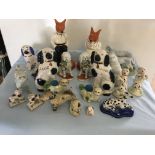 Quantity of ceramic dogs and foxes A/F