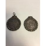 Victorian "The Royal" edged Royal Caledonian Curling Club medals, obv with full Curling scene, the