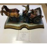 Large Capo Dimonte Carriage and Horses figurine with COA.