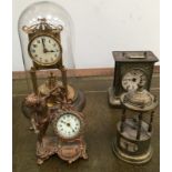 Four vintage clocks to inc mantle, Anniversary and table clocks, A/F.