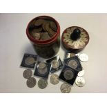 Quantity of coins World and GB in Russian Tea caddy.