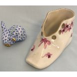 Herend Shoe and Rabbit figurines.