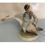 Herend Girl on goose Deco figurine.