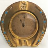 Jenner & Knewstub Horse shoe strut Clock, with enamel and monogram.