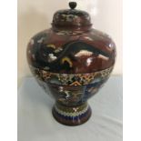 Large 19th C Japanese Lidded cloisonne Vase