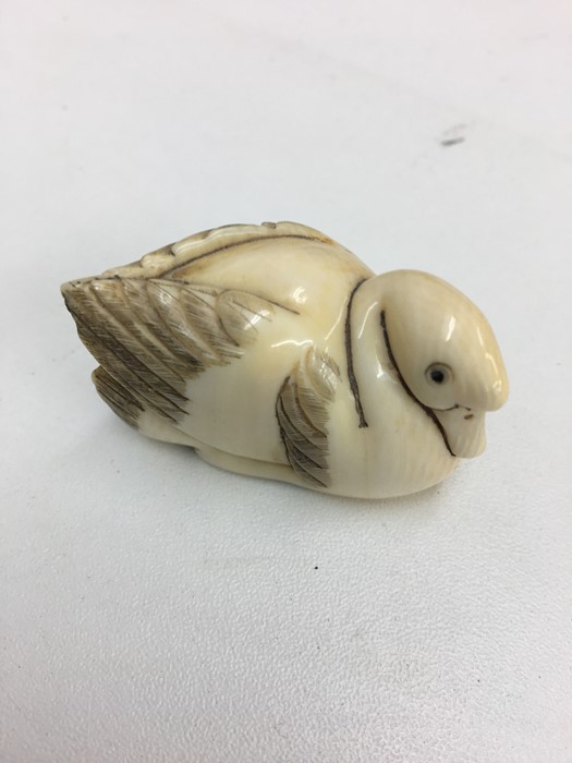 Meiji period ivory carved goose, with signature to the base.