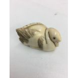 Meiji period ivory carved goose, with signature to the base.