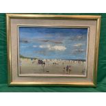 Henry Harvey signed oil of beach scene.