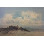 William Langley (c.1880-1920) framed oil on canvas of dunes and sea. signed lower left.