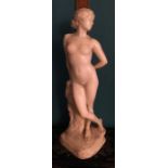 Ernst Seger Jugendschil Alabaster nude of a woman leaning against trunk