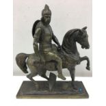 19th c Bronze of King Clovis on horseback, bronze signed "Roi Clovis".