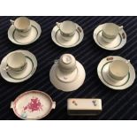 Vintage Herend cups and saucers and later Herend items.