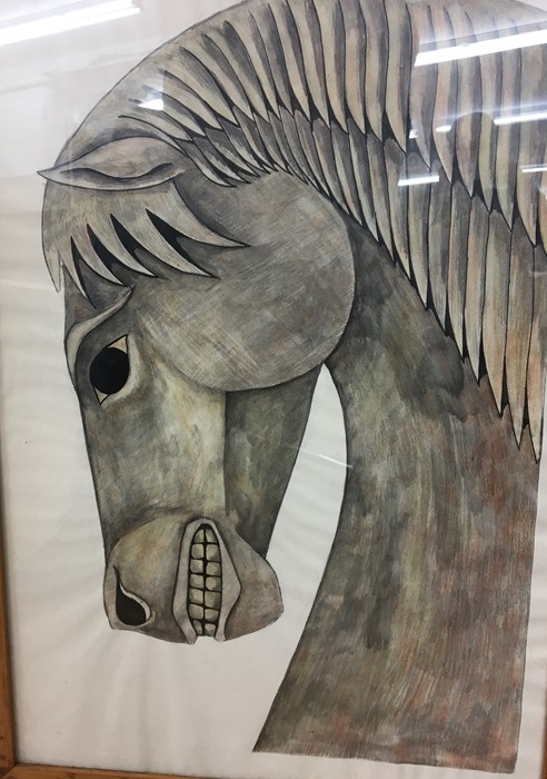 Modern pencil and watercolour of a horse. - Image 3 of 3